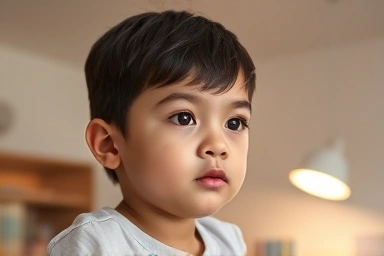 Child studying under ideal LED lighting in a study room